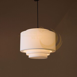 伟时定制新中式简约布艺吊灯客厅卧室主卧灯具法式样板间民宿吊灯