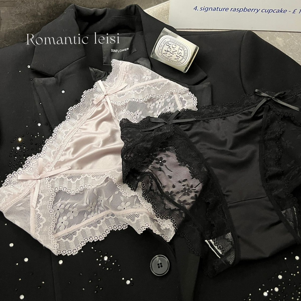 华尔缎面内裤女蕾丝性感迷人少女低腰纯棉裆纯欲蝴蝶结三角裤短裤