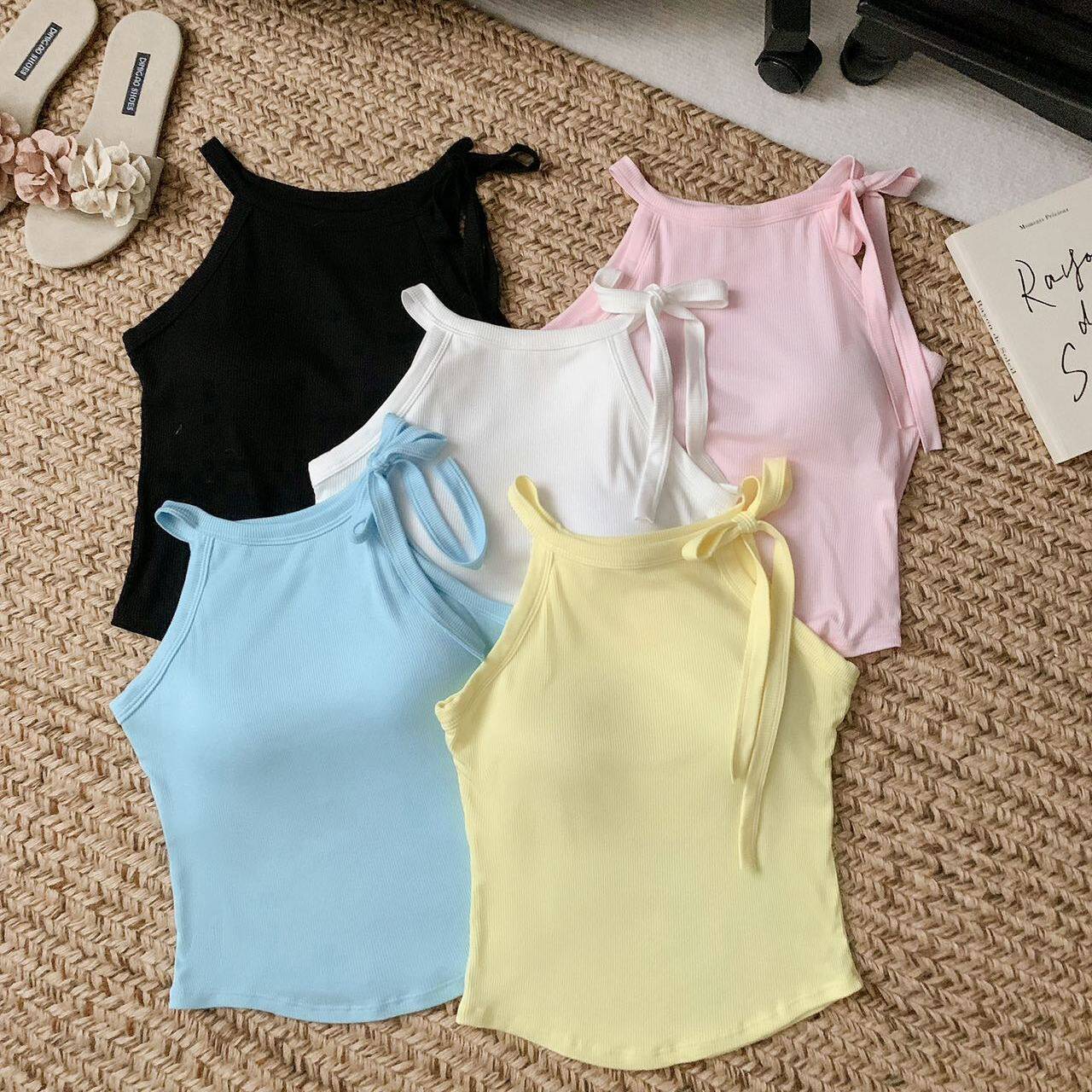 韩版夏秋季纯色纯欲百搭绑带别致带胸垫内搭外穿裹胸内衣性感辣妹