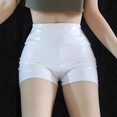 S-3XL跨境高腰镜面皮短裤女 PU皮裤女性感热裤夜店镜面紧身三分裤