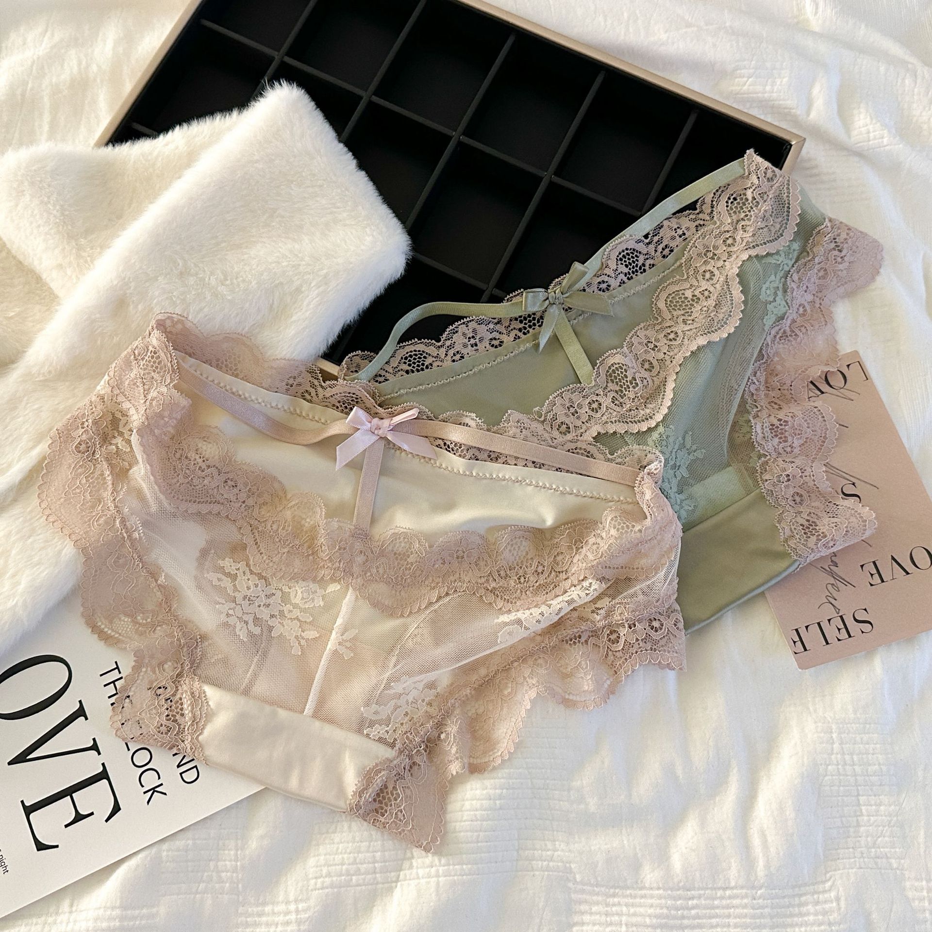 甜欲系~内裤女夏性感蕾丝低腰透气舒适女士纯棉裆三角裤