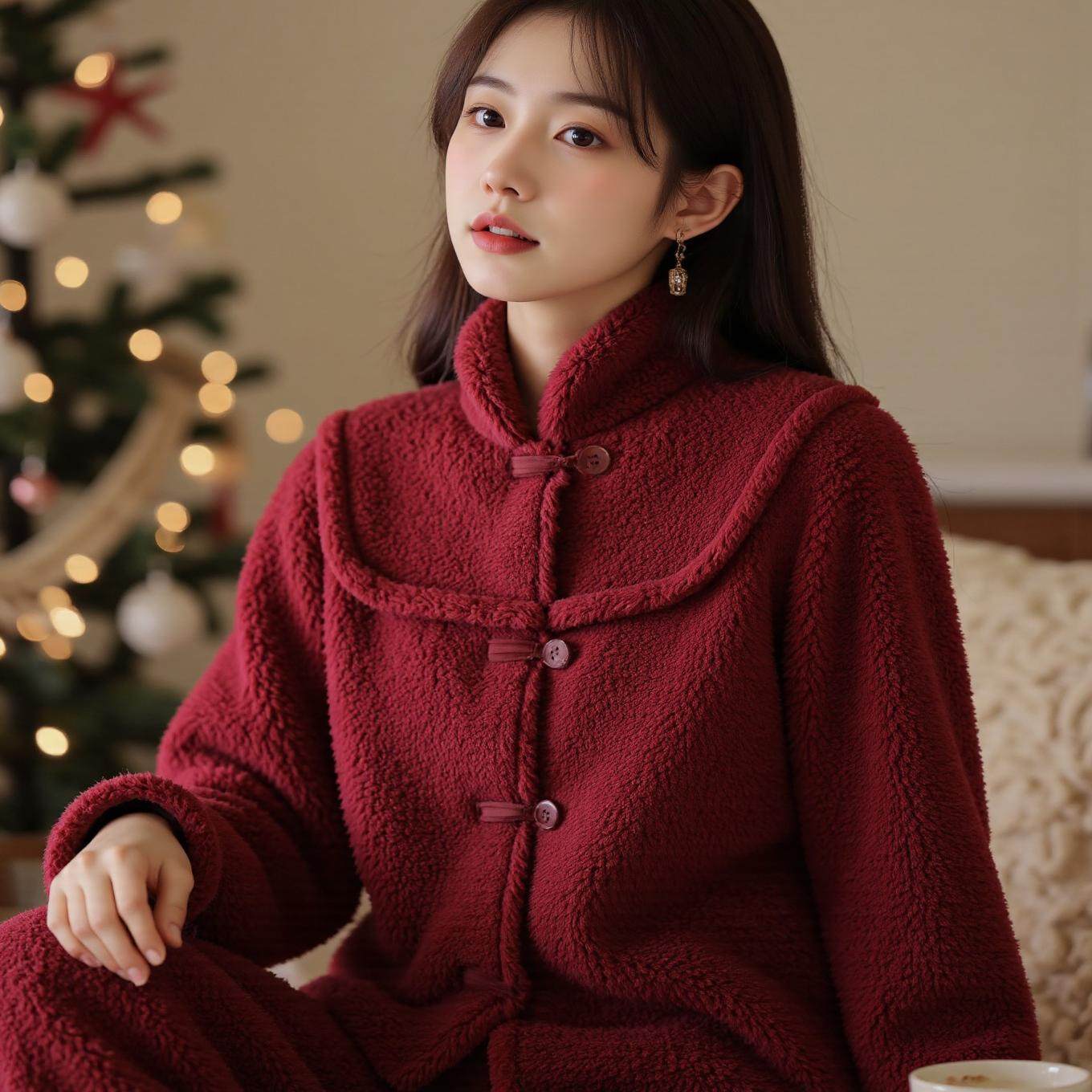 新中式红色本命年睡衣复古盘扣