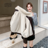 新款现货羊羔毛毛领PU皮外套加绒保暖棉服潮1536641P165K238，女装皮衣，艾青服饰