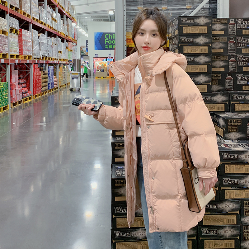 现货继续50羽绒服中长款加厚连帽外套22816P260控398，女装羽绒服，艾青服饰