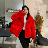 现货90绒亮面免洗羽绒服女短款时尚洋气外套22815P260控398，女装羽绒服，艾青服饰