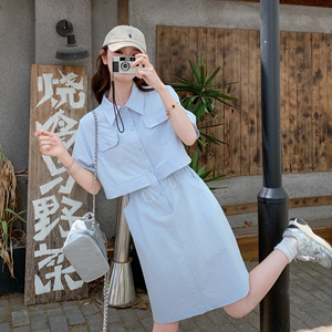 韩版时尚休闲简约气质衬衫裙女2025夏新款工装风小个子百搭连衣裙图片