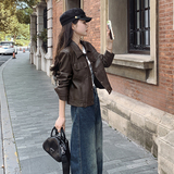 现货春秋pu夹克机车风皮衣外套1539832P130控188，女装皮衣，艾青服饰