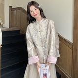 新款现货加色数据好金丝蝴蝶提花新中式外套2452P140K198，女装短外套，艾青服饰