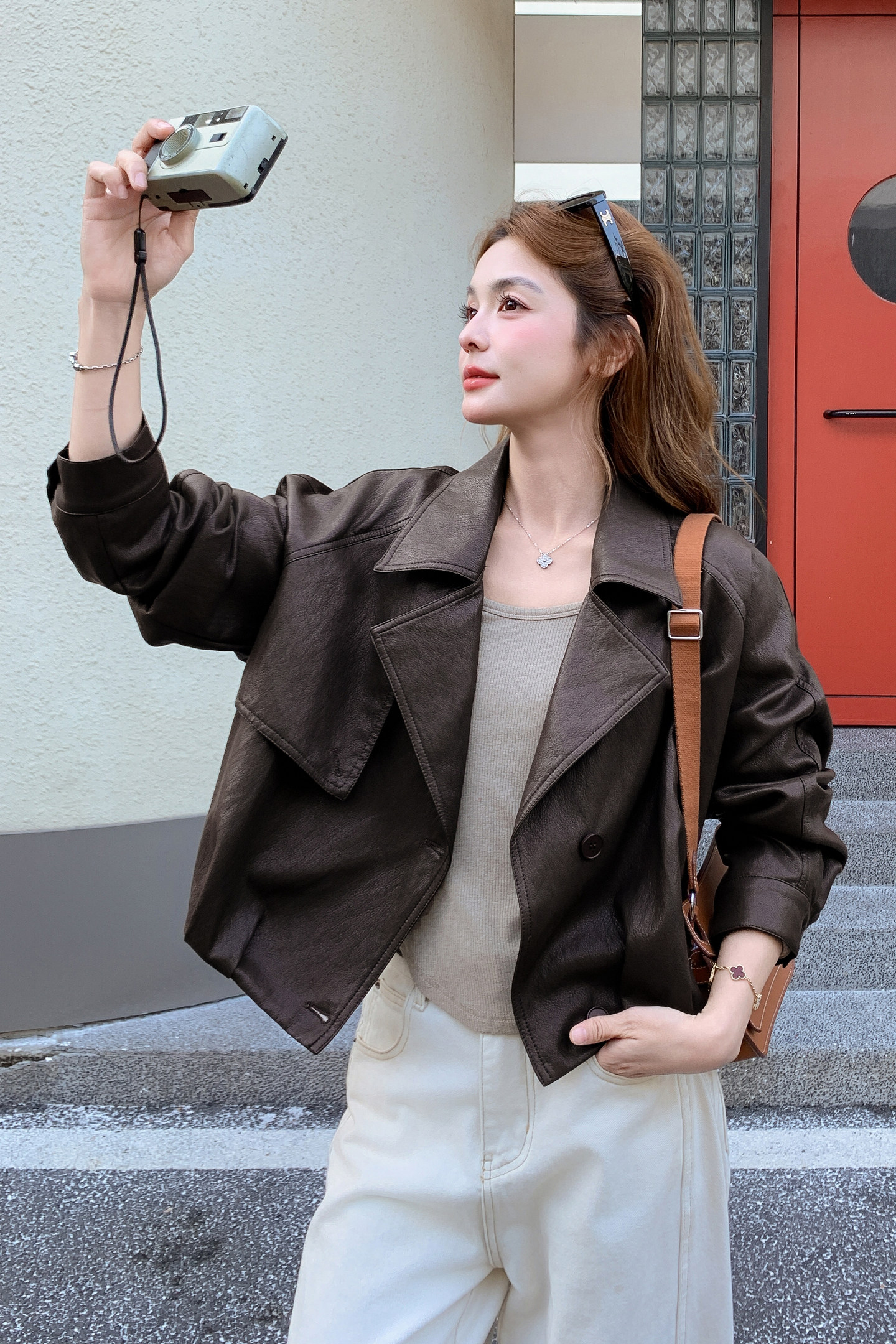 2026新款现货韩版宽松皮衣外套1535214P155K248,女装皮衣,艾青服饰