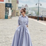 现货工装风衣连衣裙女新品chic气质长裙806P120严控168，女装连衣裙，艾青服饰