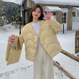 新款现货 有买家秀  黄色50绒围巾款羽绒服宽松153 2493P225K338图片