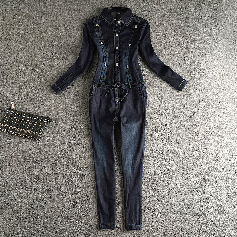 现货模特拍照中2021直筒宽松显瘦牛仔连体裤290215P125控175，女装牛仔裤，艾青服饰