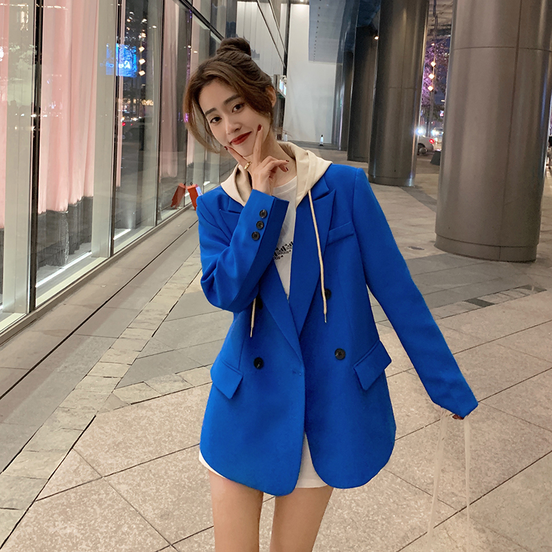 现货主推洋气连帽西装外套女轻奢休闲西服春秋8268P100控158，女装西装，艾青服饰