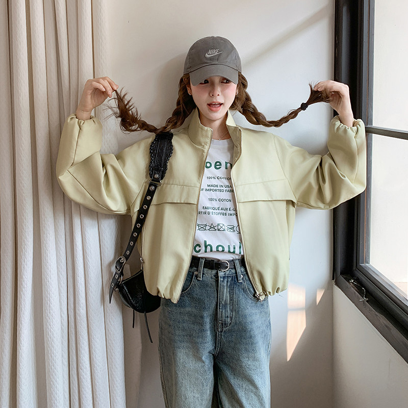 秋季新款现货短款灯笼袖复古皮衣外套1532605P130K198，女装皮衣，艾青服饰