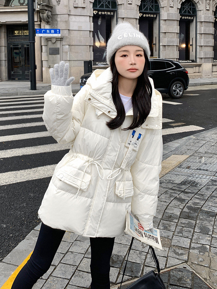 现货 标50绒 羽绒服加厚中长款纯色长袖连帽290 22702P235控398图片