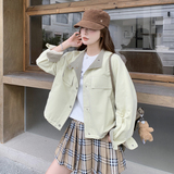 韩版小香风显瘦工装外套女2025春秋季新款设计感炸街减龄短款上衣，女装短外套，艾青服饰