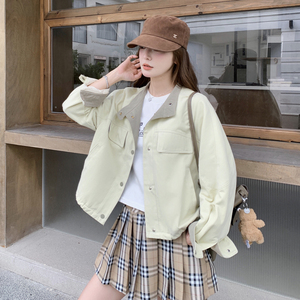 韩版小香风显瘦工装外套女2025春秋季新款设计感炸街减龄短款上衣图片