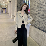 现货主推机车PU皮衣女春秋百搭外套皮夹克8262P120控178，女装皮衣，艾青服饰