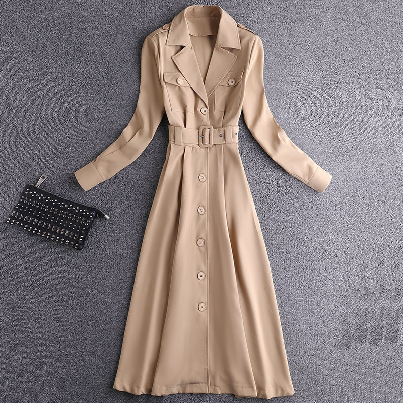 大货已出两穿连衣裙可当风衣西装领外套长裙48798P125控178，女装连衣裙，艾青服饰