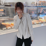 现货机车皮衣韩版秋季新款时尚pu皮外套女355P110控168，女装皮衣，艾青服饰