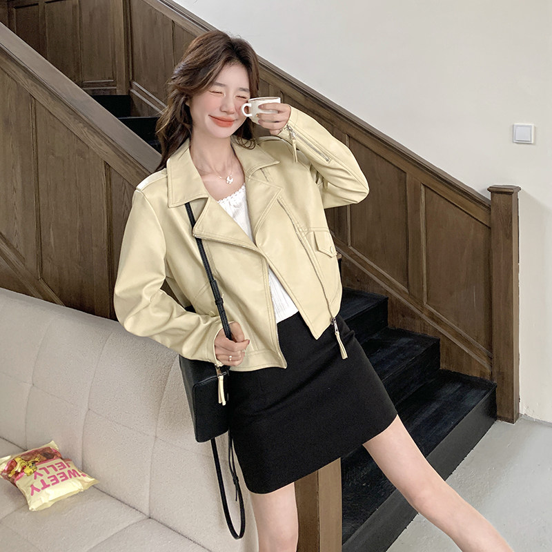 秋季新款现货机车风正肩高级感皮衣外套1532606P145K198,女装皮衣,艾青服饰