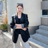 2026新款现货韩版格纹拼接西装皮衣外套1535213P155K248，女装皮衣，艾青服饰