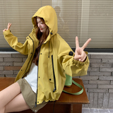新品现货糖果色连帽冲锋衣1536621P160K238，女装短外套，艾青服饰