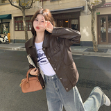 现货秋冬pu夹克机车风皮衣外套9832薄款130控188，女装短外套，艾青服饰