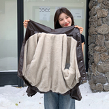 现货加绒秋冬新款宽松皮衣外套6646薄145加绒165K258，女装皮衣，艾青服饰