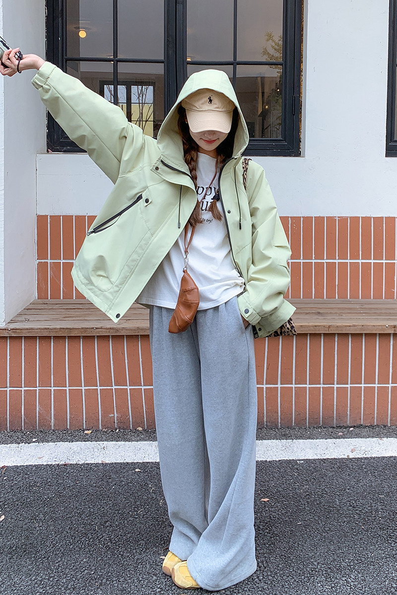 新品现货糖果色连帽冲锋衣1532612P145K198,女装短外套,艾青服饰