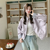 2026新款现货立领格纹拼接皮衣外套1535205P155K248，女装皮衣，艾青服饰