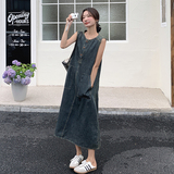 薄款现货牛仔无袖宽松连衣裙1652449P110K168，女装连衣裙，艾青服饰