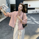 2026新款现货韩版抽绳立领皮衣外套1535211P150K248，女装皮衣，艾青服饰