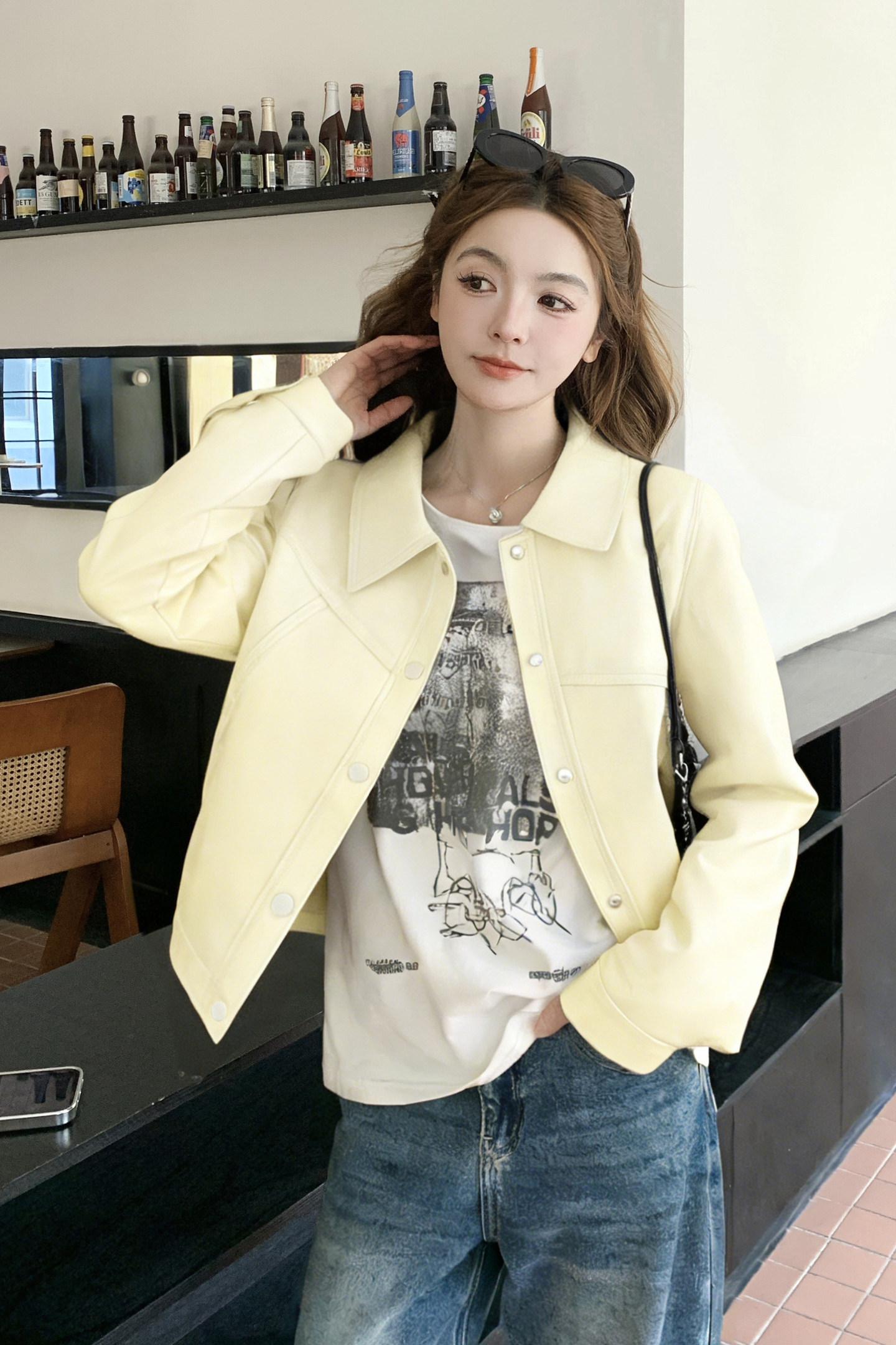 2026新款现货韩版口袋皮衣外套1535206P155K248,女装皮衣,艾青服饰