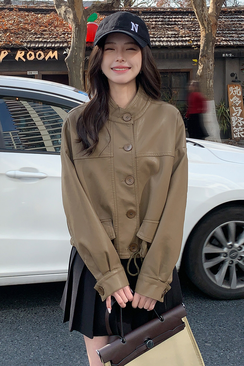 现货新款春秋pu皮夹克机车风皮衣外套9859P130控198,女装皮衣,艾青服饰