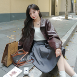 【】现货2025秋新款宽松皮衣外套1536612P145K198，女装皮衣，艾青服饰