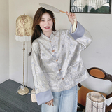 新款现货加色数据好金丝蝴蝶提花新中式外套2452P140K198，女装短外套，艾青服饰