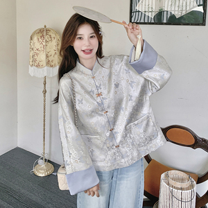 新款现货加色数据好金丝蝴蝶提花新中式外套2452P140K198