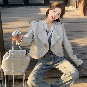 新款现货扎染翻领机车风皮衣外套2411P130控198