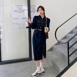 现货 已卖开 气质修身长款秋装牛仔连衣裙290 22309P130控188图片