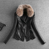 修身显瘦机车皮衣女春秋冬百搭小外套短款皮夹克潮355P100控125，女装短外套，艾青服饰