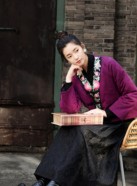 此岸歌声*深茄紫松桃绣小棉衣雨水跌上芭蕉叶（绣花更换看清描述