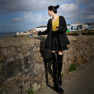 此岸歌声*原创设计店-黑色春秋款开衫  椋鸟