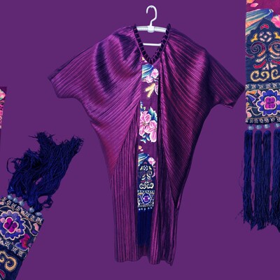 此岸歌声*原创设计店-紫红丝绒老绣袍子（均码，孤品）