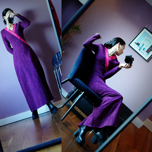 此岸歌声*原创茄紫提花厚棉麻春秋款半汉服 长相思（小量，七折）