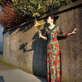 特特惠 扶郎花朵改良长旗袍 原创设计店 此岸歌声