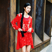 裙 红色刺绣印度纱丽风衫 L码 此岸歌声 54件 原创设计店