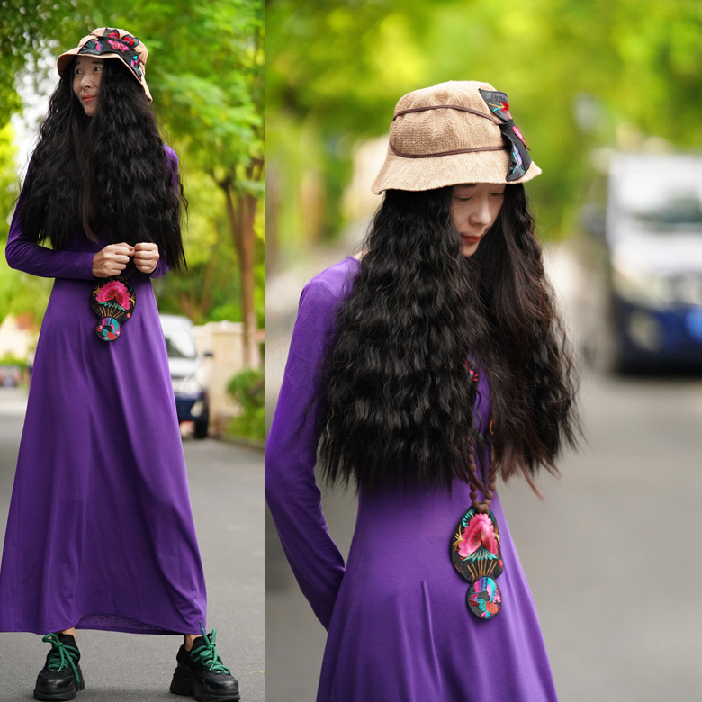 此岸歌声*原创设计店-紫色针织小袍子  乱弹琵琶（面料更换）