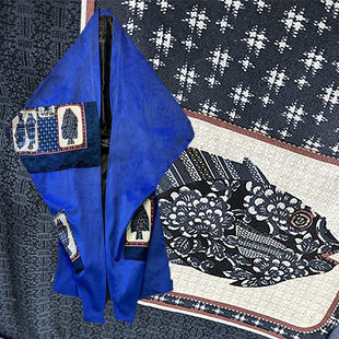 微量 此岸歌声 宝蓝羊绒鱼鱼图案羊绒斗篷 造型款 原创设计店