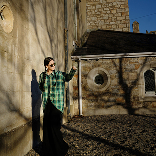 长衬衣 绿色调格纹带钻设计款 L码 此岸歌声 售完即止 原创